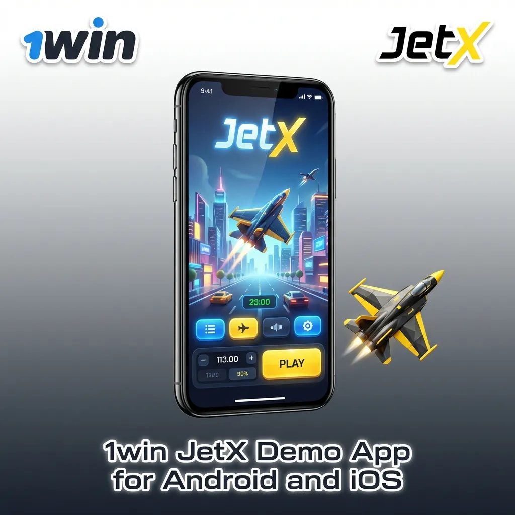 1win JetX mobile app download screen showing Android and iOS installation options on smartphone