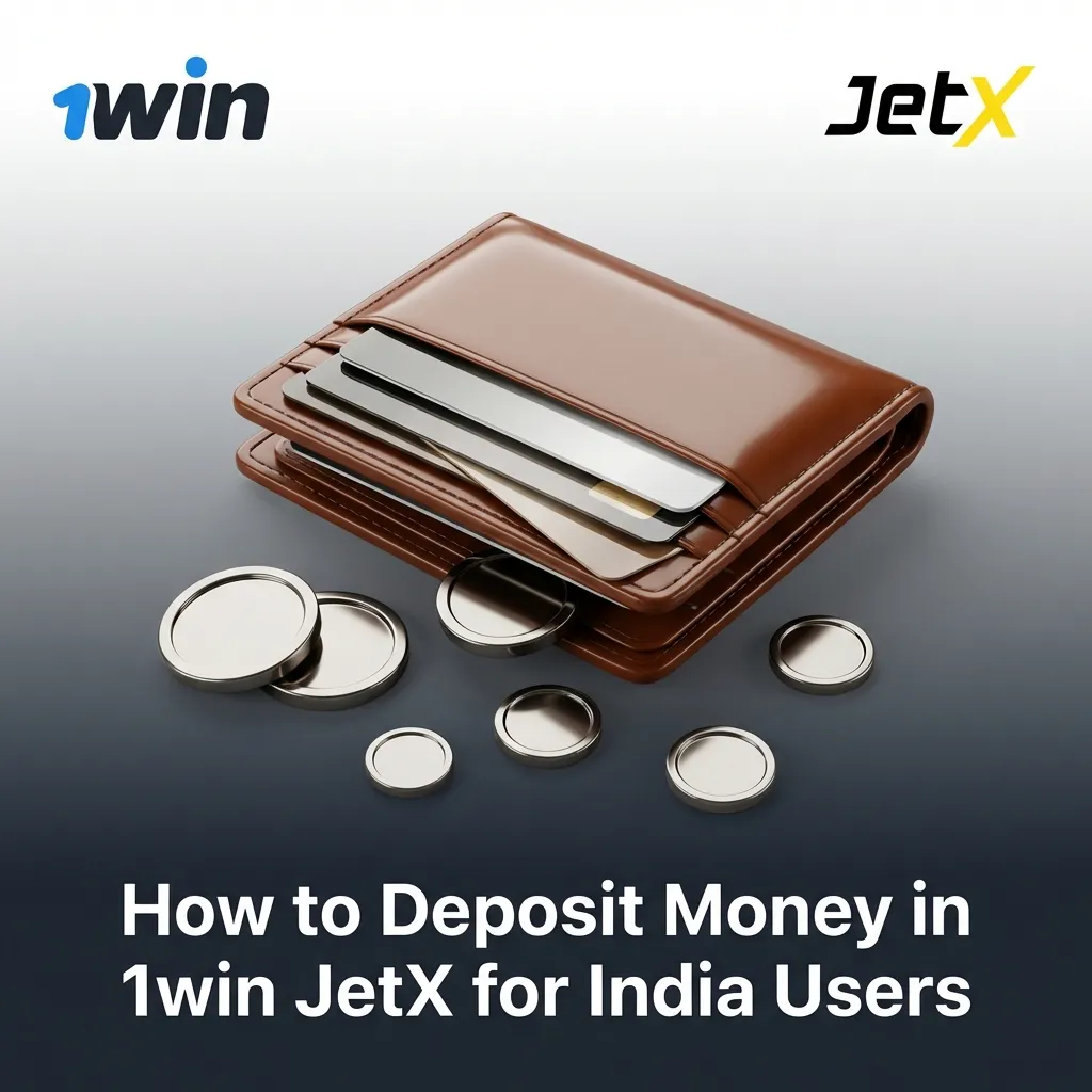 Step-by-step guide showing deposit process for 1win JetX platform with payment options for Indian users